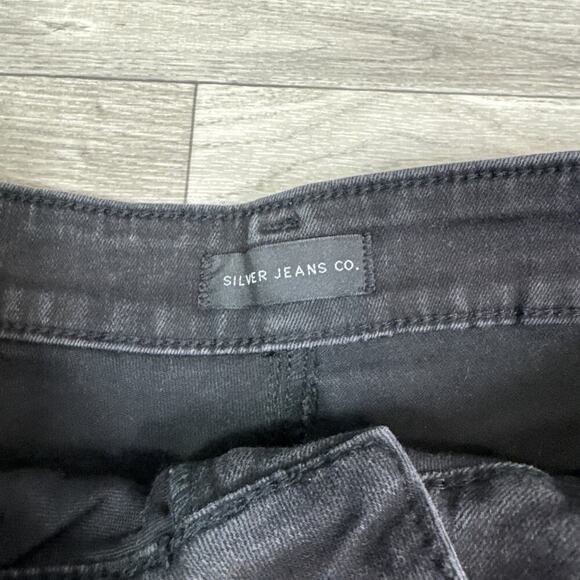 Silver Jeans Distressed Frayed Hem Boyfriend Jean Shorts Black Wash sz 29 - Picture 4 of 6